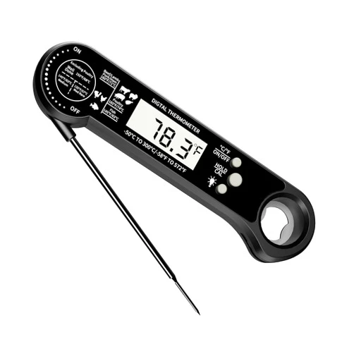 Judogolf Instant Read Meat Thermometer Digital,judogolf ipx6 Cooking Thermometer Candy Thermometer Food Thermometer with Calibration,Backlight and Foldable Probe for Grilling(Black)