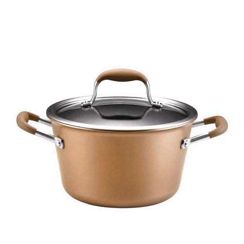 Anolon Advanced Hard Anodized Nonstick Sauce Pan/Saucepan with Lid, 4.5 Quart, Brown