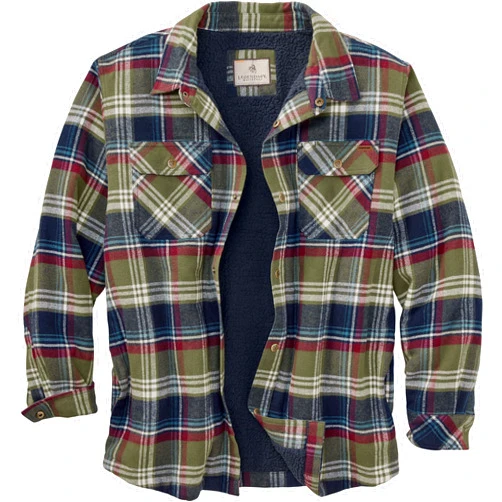 Legendary Whitetails Men's Deer Camp Berber Lined Flannel Shirt Jacket