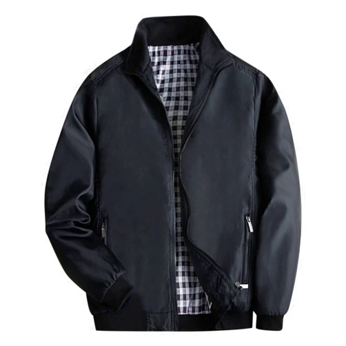 Generic Jackets for Men Lightweight Windproof Bomber Jackets Front-Zip Fleece Thermal Jackets Big and Tall Military Jackets B-black 3X-Large