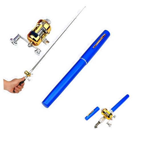 Generic 2024 New Pocket Size Fishing Rod, Aluminum Alloy Fishing Rod, Small Mini Pen Shape Fishing Rod and Spinning Reel Combos Kit, Portable Collapsible Telescopic Fishing Pole,for River, Reservoir