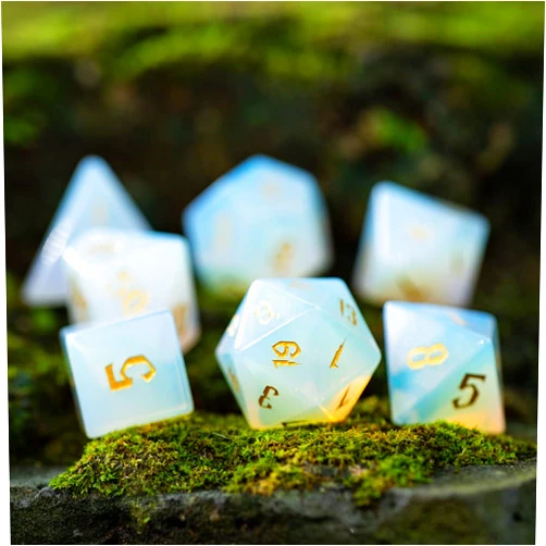 LANGWEI D&D Dungeons and Dragons Dice, Pretty Opal DND Polyhedral Dice Set for Table Games, TRPG, Role Playing Dice Games,7 pcs