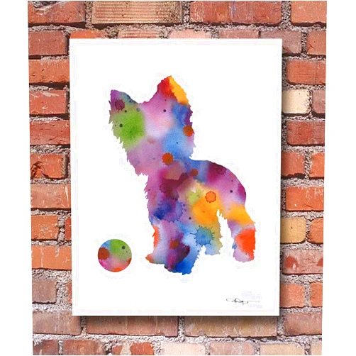 DJ Rogers Fine Art Yorkshire Terrier Abstract Watercolor Art Print By Artist DJ Rogers