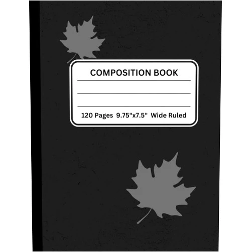 Alsta Studio Maple Leaf Composition Notebook, College Ruled Line Notebook, 9.75 x 7.5 Inches, Wide Ruled, 60 Sheets, 120 Pages, Assorted Color option: Black