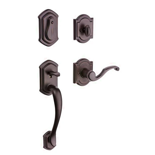 Baldwin Medina, Front Entry Handleset with Interior Lever, Featuring SmartKey Deadbolt Re-Key Technology and Microban Protection, in Venetian Bronze