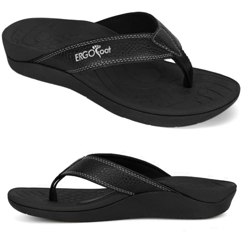 ERGOfoot Upgraded Orthotic Flip Flops with High Arch Support- Women's and Men's Thong Sandals- Walking Comfort with Orthopedic Support for Plantar Fasciitis, Flat Feet & Heel Spur- Beach Slippers