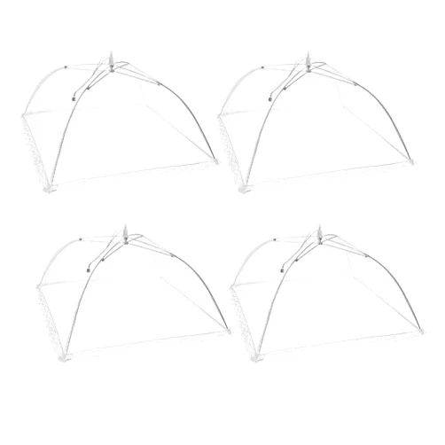 TOUGS 4 Pack Pop-Up Mesh Food Covers, 17 Inches Umbrella-Style Folding Mesh Food Cover Picnic Dome, Food Protector Tent Keep Out Flies, Bugs, Mosquitoes