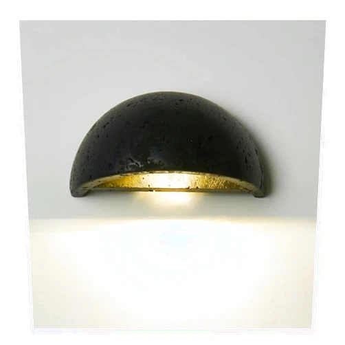 DRFTZDF Mid Century Natural Stone Wall Sconce, Half Moon Marble Light Fixture, Black Modern Wall Mounted Vintage Farmhouse Lamp for Bedroom, Kitchen, Entryway, and Hallway(Black Color)