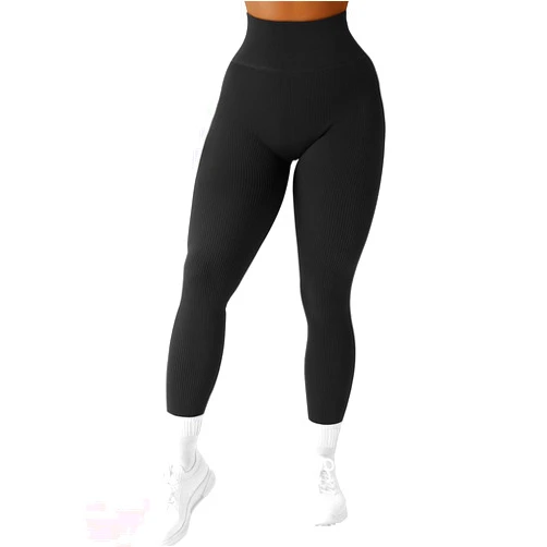 SUUKSESS Women Ribbed Seamless Leggings High Waisted Workout Gym Yoga Pants
