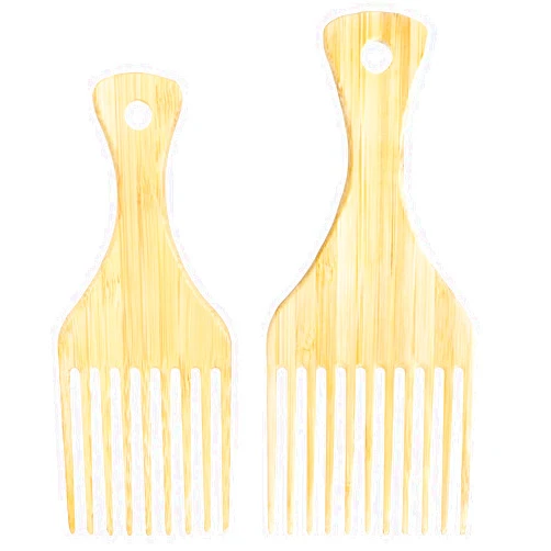 Bruislard 2 Pack Natural Anti-Static Picks Bamboo Hair Pick Wide-Tooth Afro Lift Combs Bamboo Comb Set 9 Tooth and 11 Tooth for Men and Women Curly Thick Hair Styling