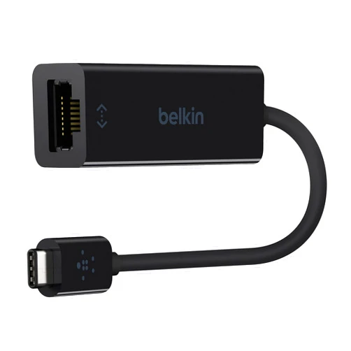 Belkin USB-C to Ethernet Adapter, Gigabit Ethernet Port Compatible w/ USB-C Devices, USB-C to Ethernet Cable for MacBook Pro & Dell XPS 13” Laptops, Ethernet USB-C Hub, Ethernet USB-C Adapter - Black