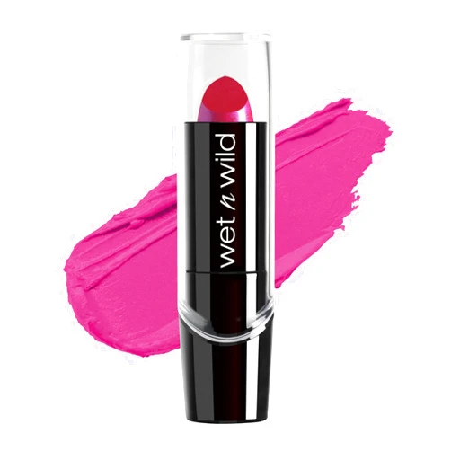 wet n wild Silk Finish Lipstick, Hydrating Rich Buildable Lip Color, Formulated with Vitamins A,E, & Macadamia for Ultimate Hydration, Cruelty-Free & Vegan - Fuchsia with Blue Pearl
