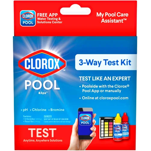 CLOROX Pool&Spa Clorox® Pool&Spa™ Swimming Pool 3-Way Water Test Kit, Accurately Measures Bromine, Chlorine and pH Levels (Pack of 1)