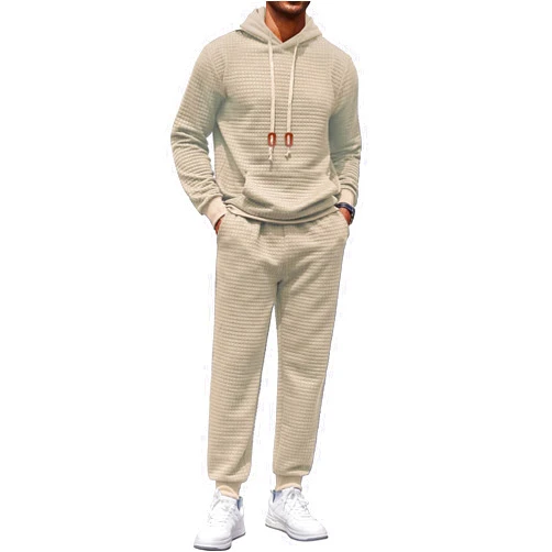 COOFANDY Men's Tracksuit 2 Piece Hoodie Sweatsuit Sets Casual Athletic Jogging Suits Waffle Plaid Jacquard Outfits