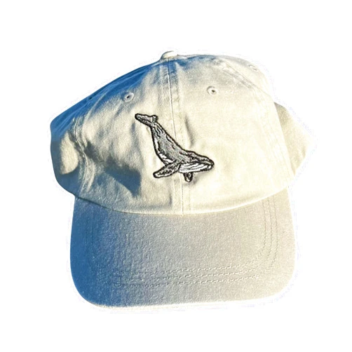 Handmade Humpback Whale Embroidered Hat, Embroidered Dad Hat, Save The Whales, Whale Lover Hat, Ocean Conservation Gift, Marine Biology Gift (Stone)