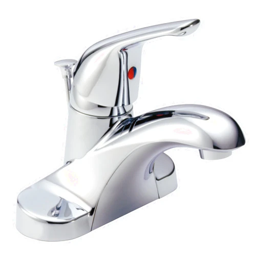 Delta Faucet Foundations Centerset Bathroom Faucet, Chrome 1-Handle Bathroom Faucet, Delta Bathroom Sink Faucet, Metal Push-Pop Drain Assembly, Chrome B510LF