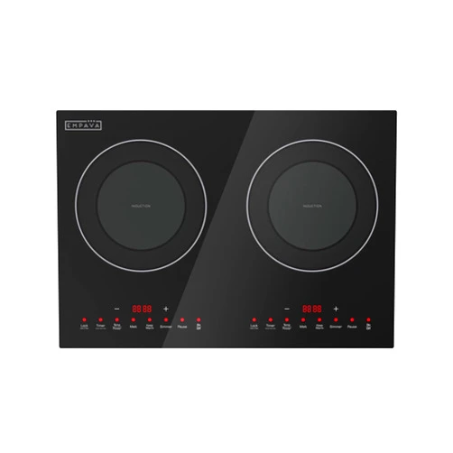 Empava Double/Dual Induction Cooktop 2 Burner, Shatter-proof Flat Glass Top, 18 Levels from 120°F to 460°F, 3 Preset Mode, Bulit-in/Countertop, 110~120 Volt Plug in Electric Stove for Kitchen, RV