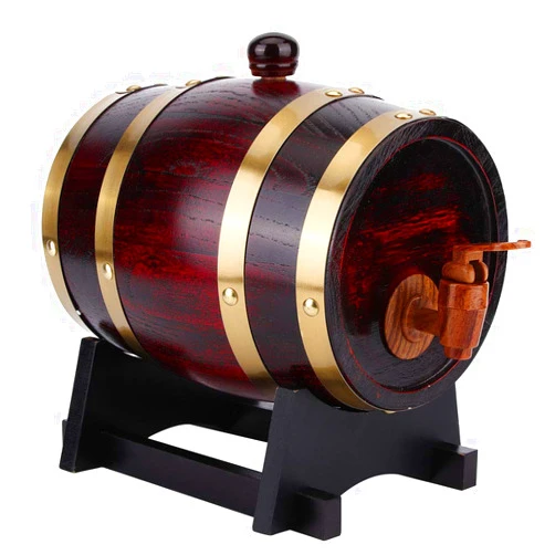 ‎LIZEALUCKY LIZEALUCKY 1.5L Household Mini Oak Barrel Wine Barrel Home Brewing Accessories Red Wine Barrel Container Faucet Wine Barrel Dispenser Home Bar Party Drink Dispenser