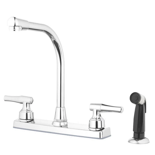 Aqua Vista 26-K82WS-CH-AV Lever Kitchen Faucet 8-Inch, Washerless Cartridge with Black Side Spray, AB1953 Compliant, 1.8 GPM, Polished Chrome Interchangeable Two Handle