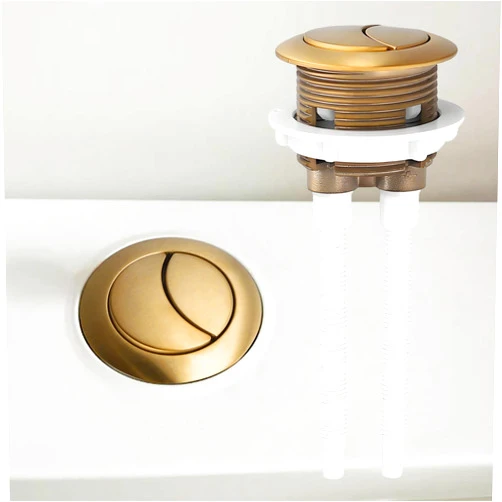 AirheadStorm Toilet Tank Button, Dual Push Flushing Toilet Replacement Button, Toilet Flush Button Replacement, Toilet Tank Flush Button, 38Mm, Brushed Brass Gold