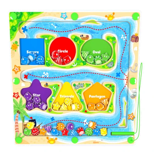 MTYOKILN MTYOKIN Magnetic Color and Shape Maze, Montessori Wooden Color Matching & Shape Sorting Puzzle Board - Toddler Fine Motor Skills Toys for Boys Girls 3 4 5 Years Old