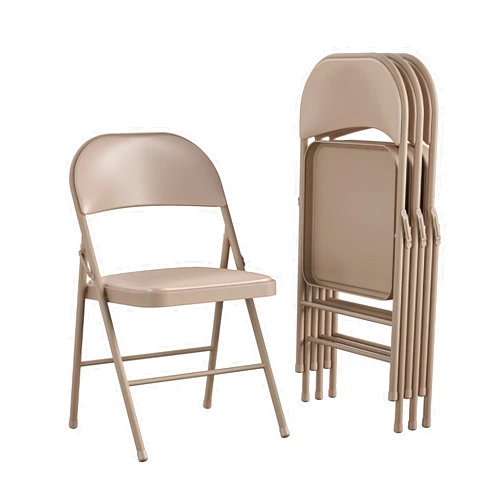 Cosco Vinyl Folding Chair, 4 Pack, Antique Linen