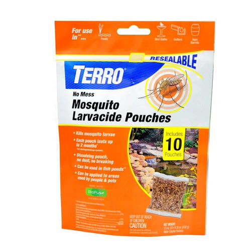 TERRO T1210 No Mess Mosquito Larvacide Pouches - 10 Pouches Included