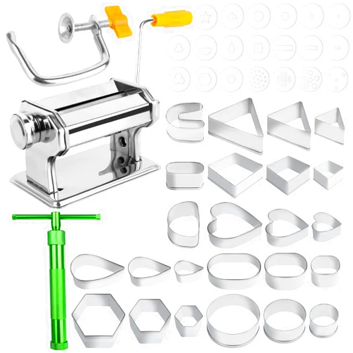 Yoiemivy Polymer Clay Roller Set - Clay Press Machine with Clay Extruder Tool Kit, Clay Earring Cutters Set Stainless Steel Non-Stick Polymer Clay Tools and Supplies for Art Craft Modeling Clay Fondant