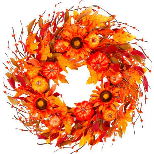 Sggvecsy Fall Wreath 22’’ Autumn Front Door Wreath Harvest Wreath with Pumpkin Sunflower Berry Maple Leaves Fall Decorations for Outside Indoor Wall Window Festival Thanksgiving Fall Autumn Decor