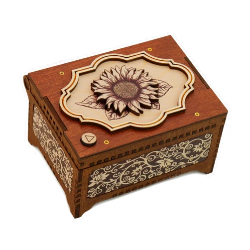 Davidson Workshop Custom Song Flower Music Box, Plays Any Song, Personalized Photo Print, Choose From 21 Flower Types