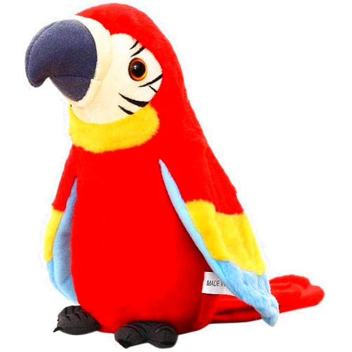 Holiberty Talking Macaw Parrot Repeat What You Say Stuffed Animal Plush Toy Electronic Record Animated Bird Shake Wings Speaking Parrot Pet Plush Interactive Toys for Kids Boys Girls Christmas Birthday Gift