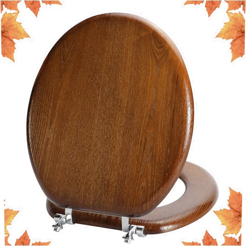 Angol Shiold Round Toilet Seat Natural Wood Toilet Seat with Zinc Alloy Hinges, Easy to Install also Easy to Clean, Anti-pinch Wooden Toilet Seat by Angol Shiold (Round, Brown)