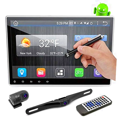 Pyle Android Stereo Receiver Double Din - DVR Car Dash Cam System with Backup Camera, 10” Touchscreen LCD, WiFi, Bluetooth Wireless, DVD Player, GPS Navigation, USB Slot and AM FM Radio PLDAND110