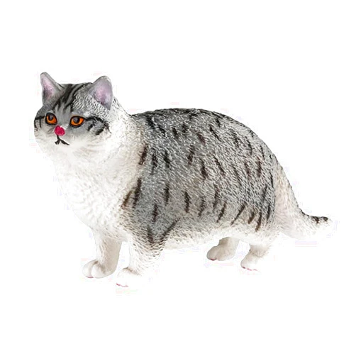AENIMELY Grey Cat Figurines Short-Haired Fat Cat Figurine, Realistic Cat Figures Kitten Toys, Cat Cake Toppers Christmas Birthday Gift for Kids