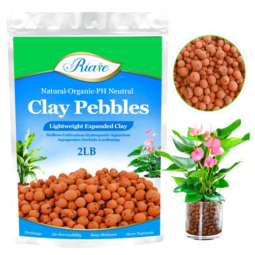 Riare 2 LBS Organic Expanded Clay Pebbles for Plants- 4mm-16mm Natural Leca Balls Lightweight Hydroponic Clay Pebbles Aggregate for Indoor Plants, Hydroponic Growing, Plants Drainage, Aquaponics