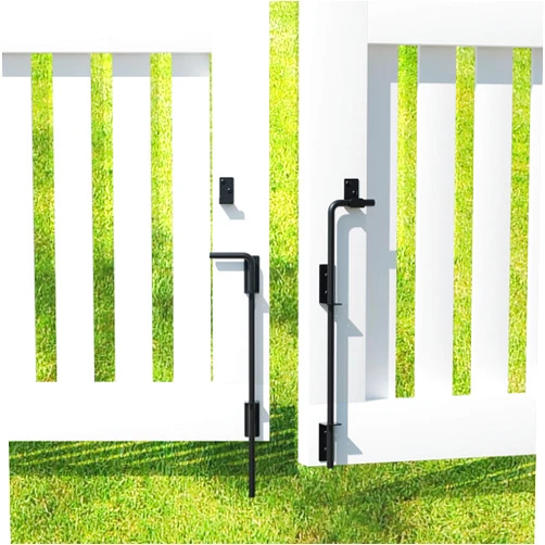 TIEJIAN Cane Bolt Heavy Duty Gate Drop Rod 18 Inch Metal Gates Stopper for Wood PVC Vinyl Metal Fences Gates, Gate Ground Latches, Black Finish(2 Pack)