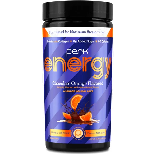 Perk Energy Original Chocolate Orange Flavored (20 Servings) - Gluten Free, Soy Free and Peanut Free.