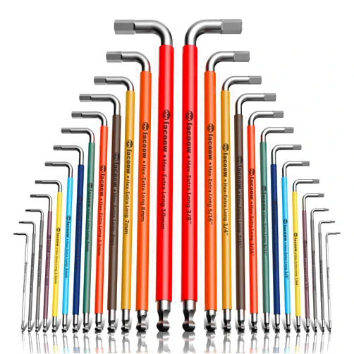 Facoow Allen Wrenches Sets, 26pcs Full Size(Metric&SAE) Hex Key Set with Carry Bag, Heavy Duty Extra Long Arm Allen Wrenche Sets, Ball End Allen Keys, Color Corded Premium Allen Wrench Set