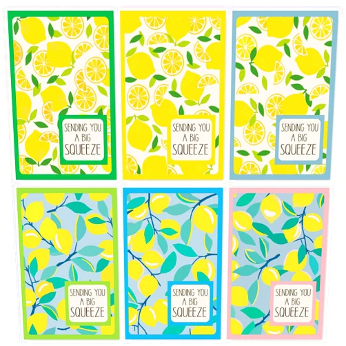 Whaline 36 Pack Lemon Greeting Cards Bulk Sending You A Big Squeeze Note Cards with Envelopes Matching Seal Stickers 6 Color Blank Cards for Spring Summer Bridal Baby Shower Birthday Party