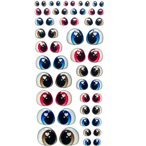 Ojitos Adhesivos 3D 3D Resin adhesive Eyes for all types of materials, for crafts, decoration - 28 pairs in blue, brown and pink (various sizes and colors in The same package) doll Eyes, craft Eyes, googly Eyes, Eyes