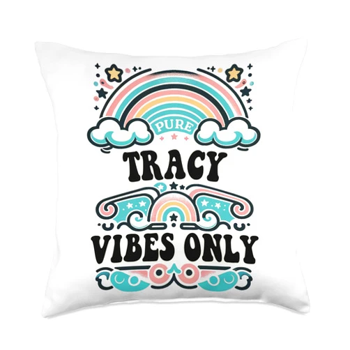 Retro Gift For Women Gift For TRACY Vibes Only Cute Retro Girls Tracy Name Throw Pillow, 18x18, Multicolor