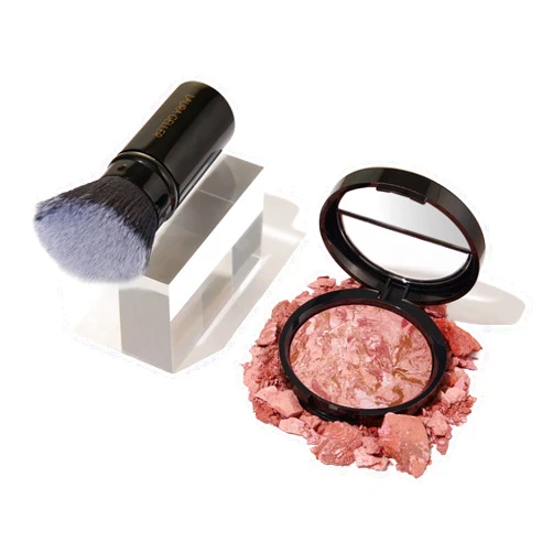 LAURA GELLER NEW YORK Baked Blush-n-Bronze 2-in-1 Bronzer Blush, Rose Bronze - Retractable Angled Kabuki Brush