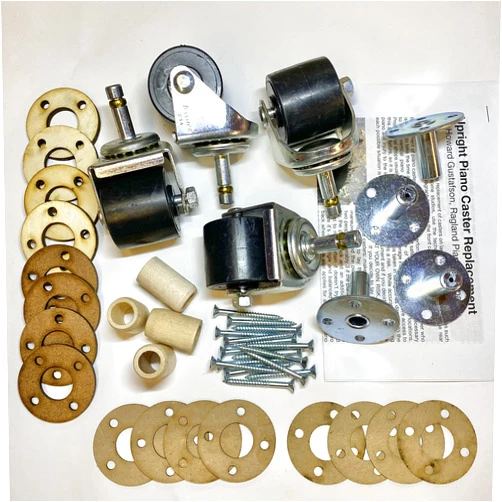 WANGHUI Ragland Piano Wide Poly Wheel Caster Kit/Set for Upright/Vertical Piano With Installation Hardware/Shims