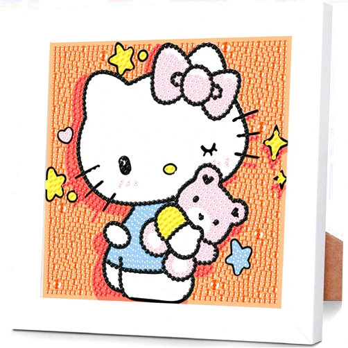 Sretoul Cartoon Diamond Art Kits for Kids with Frame - Kid Diamond Art Painting Kit Cartoon, Cute Gem Arts for Kids Ages 4 6 8 12, Easy DIY Crystal Gem Kits for Children Girls Boys Gifts (7x7 inch)