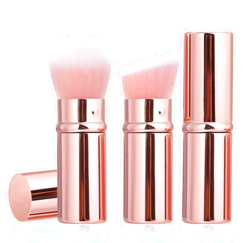 Keriloo Retractable Makeup Brush 2 Pack, Travel Kabuki Powder Makeup Brush, Foundation Face Blush Brushes for Blending Liquid, Blush, Bronzer, Buffing, Sunscreen,Flawless Cosmetics