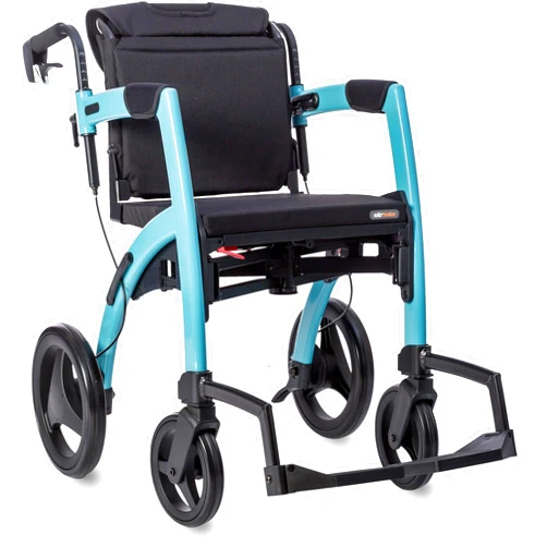 Rollz Motion 2.1 Matt Black - 2 in 1 Rollator Walker Wheelchair Combo - Foldable Transport Chair - Rollator Wheelchair Combo - Modern Design and Ultimate Support (Small)