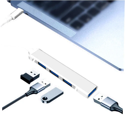 EQINI USB C to USB Hub 4 Ports Adapter Expander with USB 3.0, 3 USB 2.0 Ports - Support OTG Function - Portable Aluminum Laptop Accessories for MacBook Pro/Air, iPad Pro/Air 4, Chromebook (Silver)