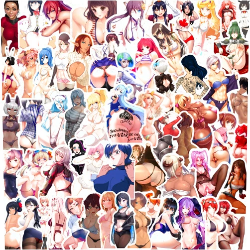 Generic Sexy Anime Stickers Hentaii Stickers 60 Piece Anime Girl Decals Bright Waterproof PVC Stickers for Customizing Your Belongings (SEXY1)