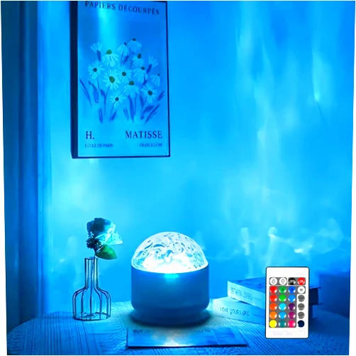 Growalleter Ocean Wave Projector Light, 16 Colors Northern Lights Lamp with Remote Control, 3D Ocean Lamp for Light Projector for Home Office Bar Restaurant Halosphere Lamp Projector