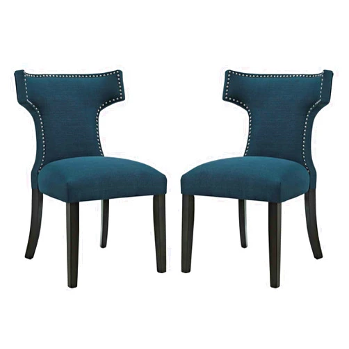 America Luxury - Chairs Modern Contemporary Urban Design Kitchen Room Dining Chair (Set of 2), Navy Blue, Fabric Wood
